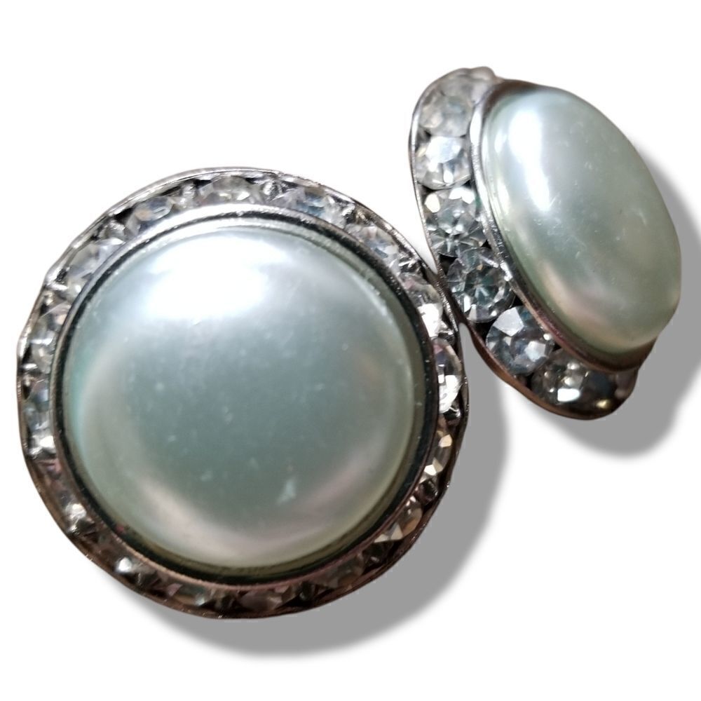 Vintage Coro Halo Faux Pearl and Rhinestone Clip-on Earrings